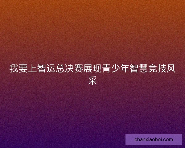 我要上智运总决赛展现青少年智慧竞技风采