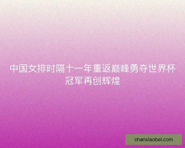 中国女排时隔十一年重返巅峰勇夺世界杯冠军再创辉煌